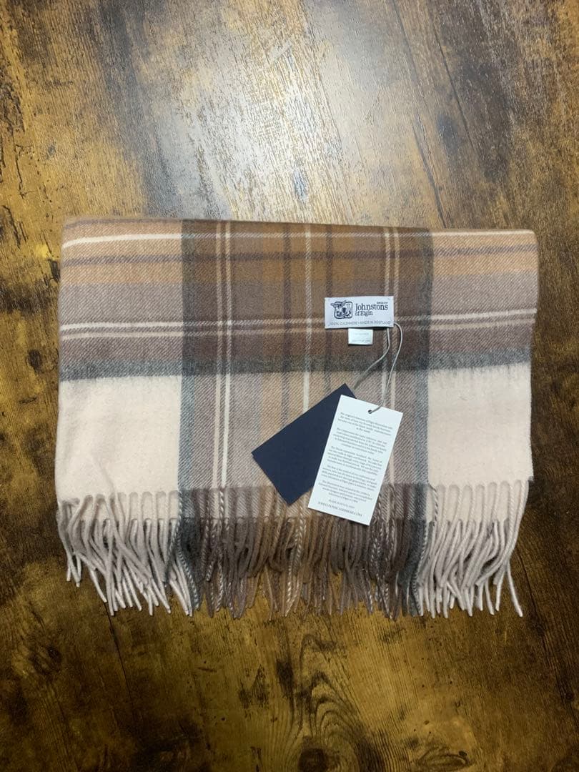 し*ま様 ジョンストンズストール大判　カシミア　ナチュラルスチュワート