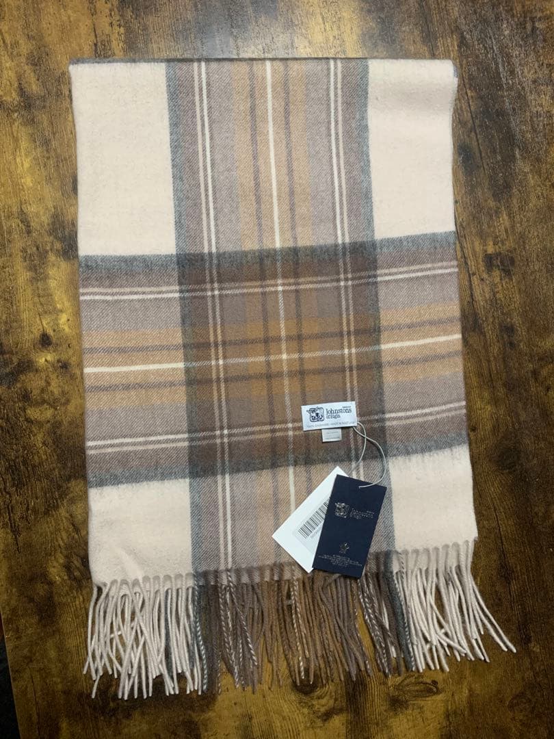 し*ま様 ジョンストンズストール大判　カシミア　ナチュラルスチュワート