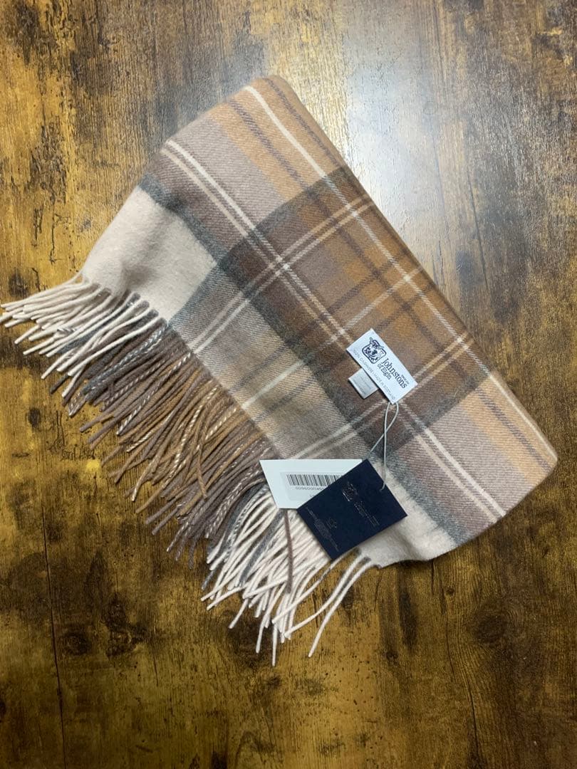 し*ま様 ジョンストンズストール大判　カシミア　ナチュラルスチュワート