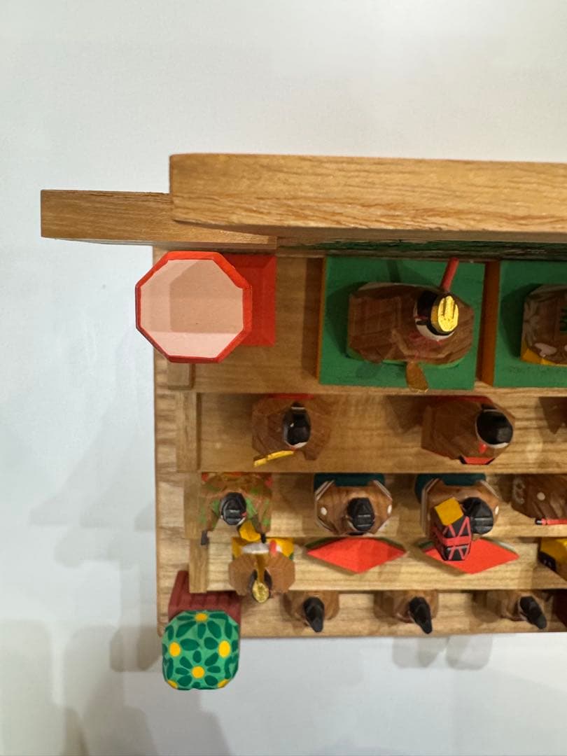 【美品】奈良 一刀彫 神泉刀　雛壇 五段雛人形 十五人揃　ヴィンテージ