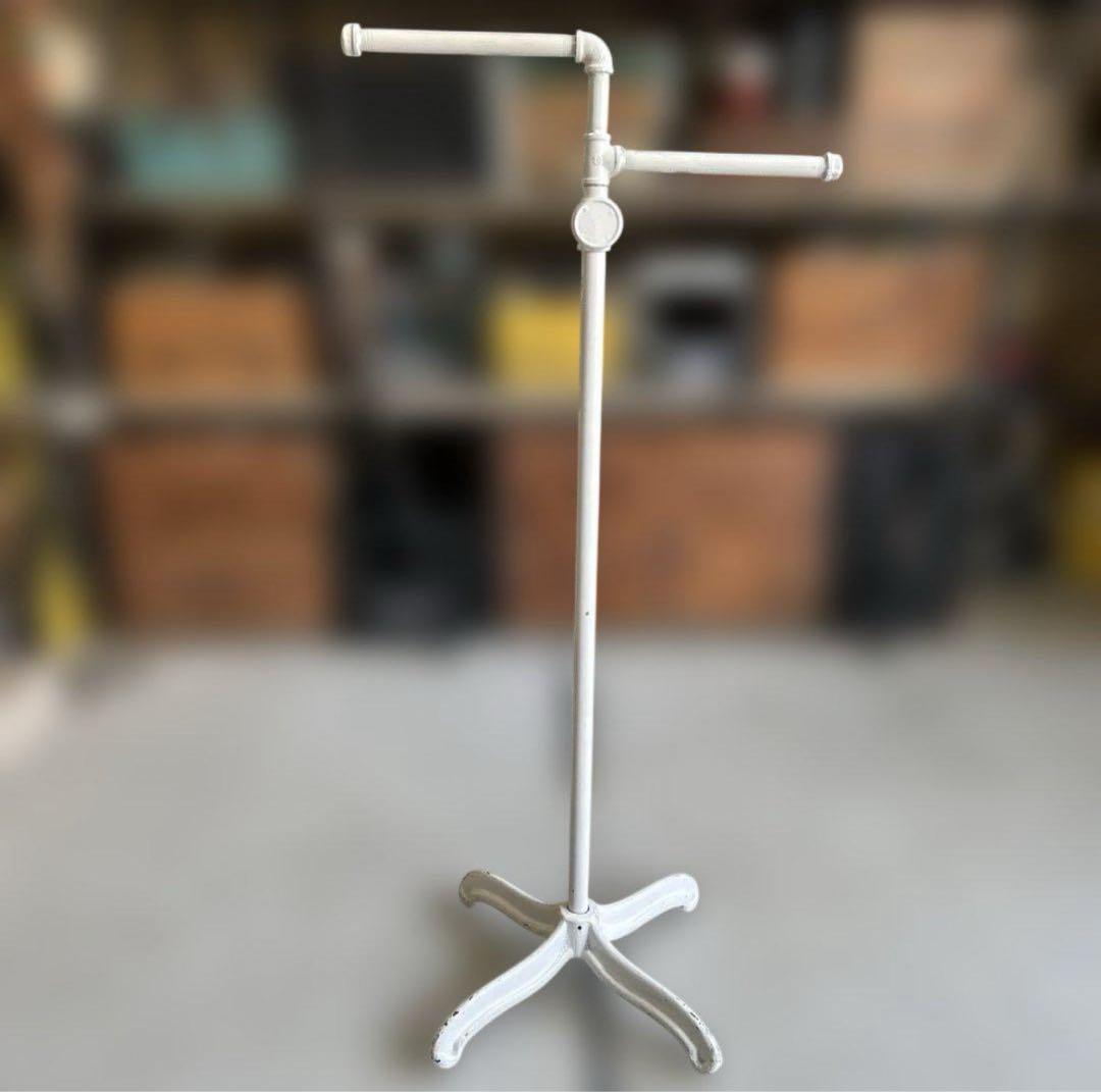 インダストリアル 配管パイプ アイアン ハンガーラック 無骨 シャビー 白