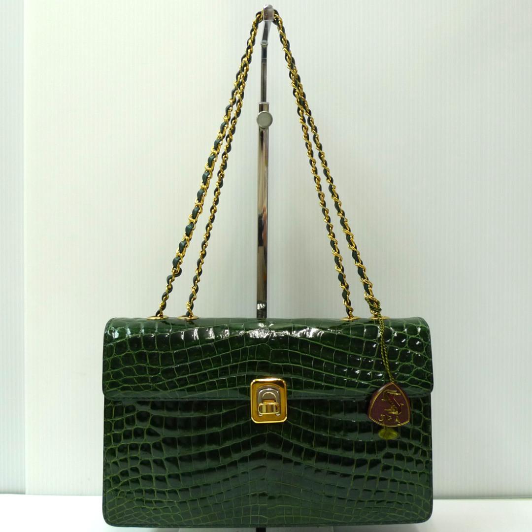 TOKYO　チェーンバッグ　ショルダーバッグ　クロコダイル　グリーン　JRA