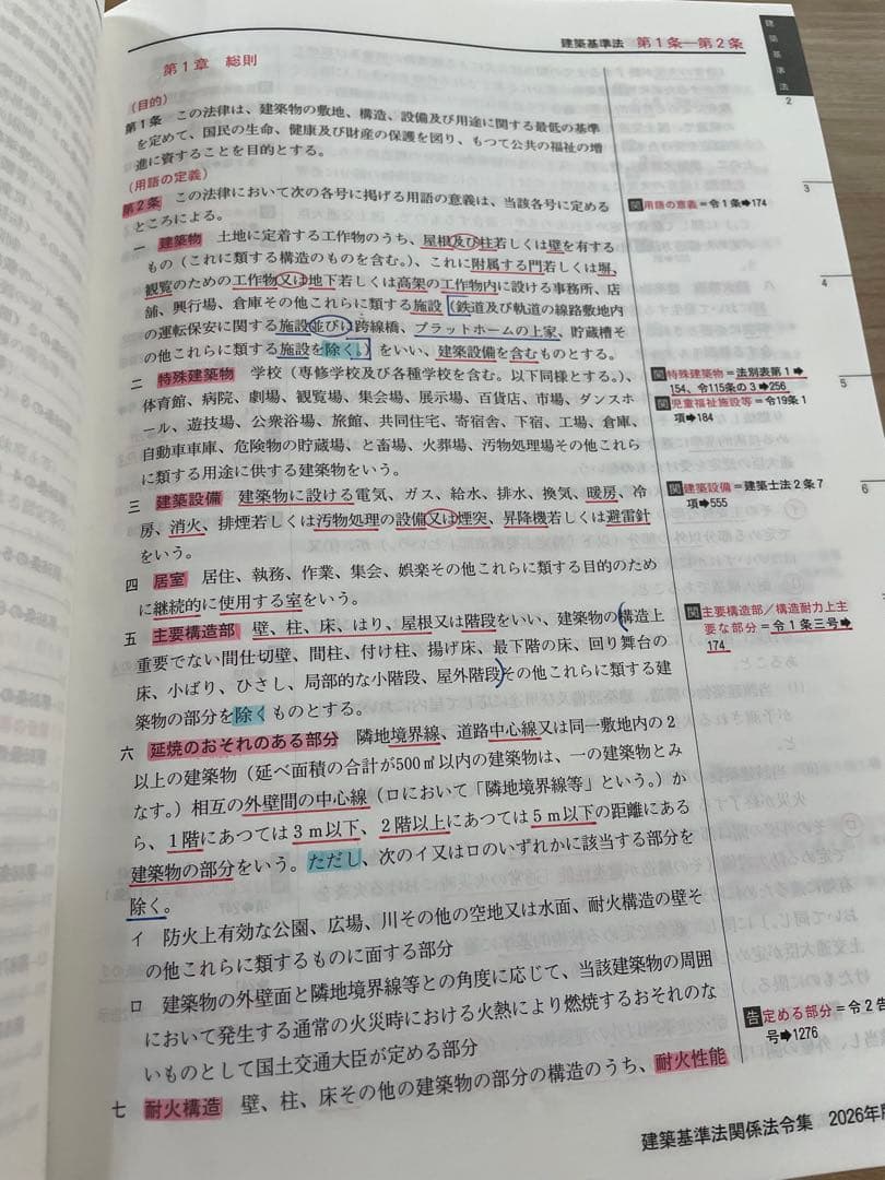 建築基準法関係法令集 2026年版/二級用/アンダーライン済み