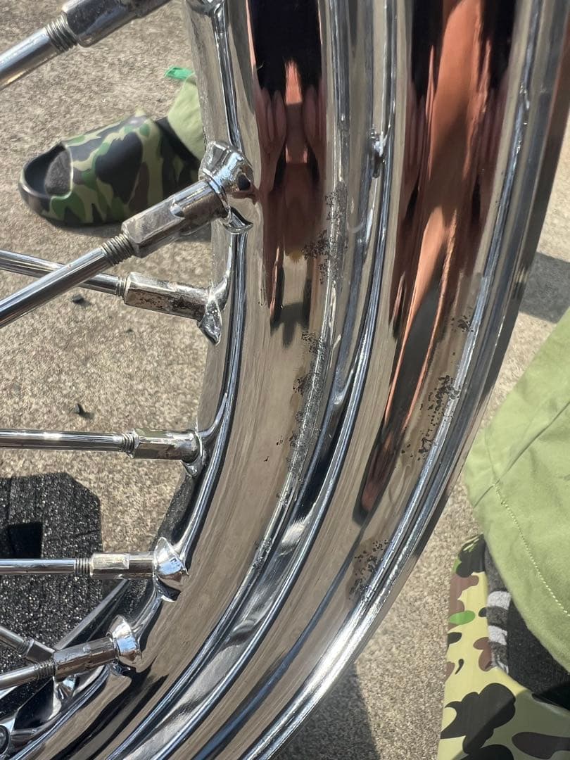 ハーレー　エボ　スポークホイール クロームメッキ　 19インチ　フロント　純正？