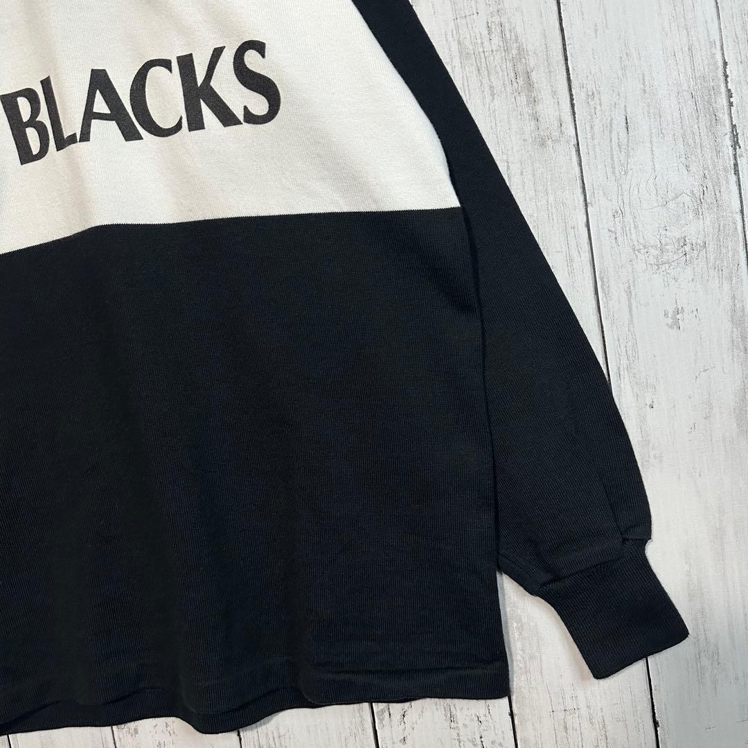 【カンタベリー】ラガーシャツ☆ニュージーランドオールブラックス☆黒　M相当　刺繍