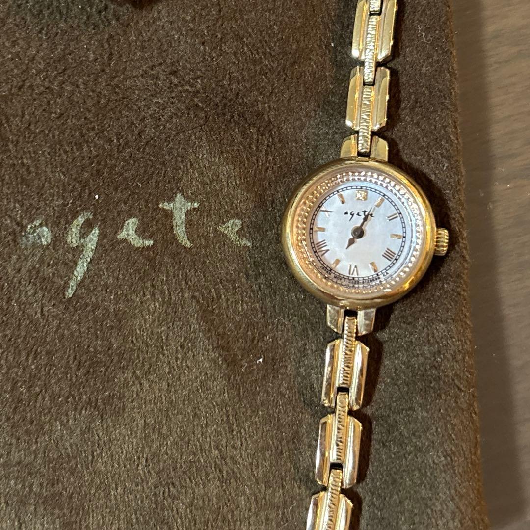 ヒバリ様　agete アガット　ソーラー　腕時計　ピンクゴールド