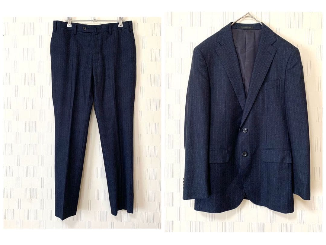 HILTON COLOMBO スーパー130'S セットアップ スーツ 上下　紺