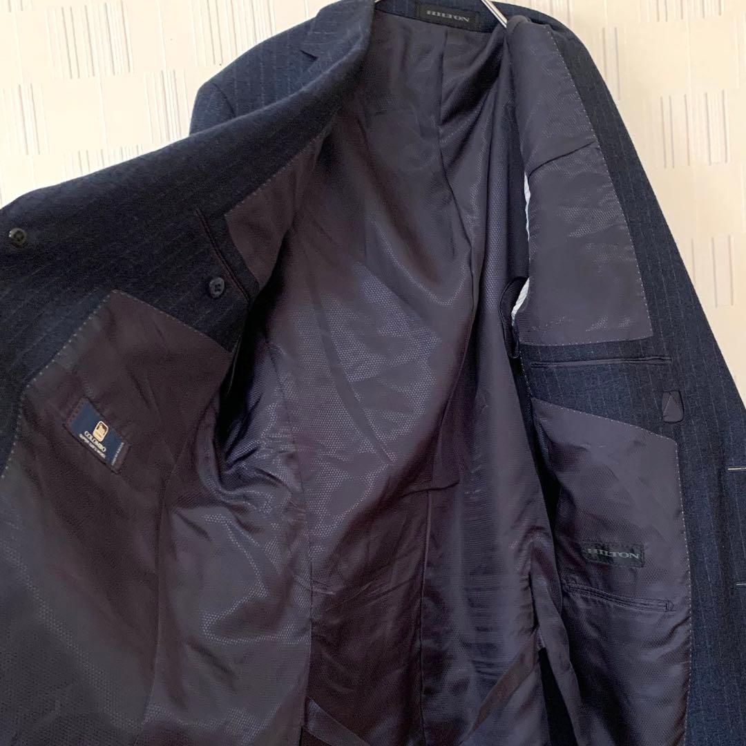 HILTON COLOMBO スーパー130'S セットアップ スーツ 上下　紺