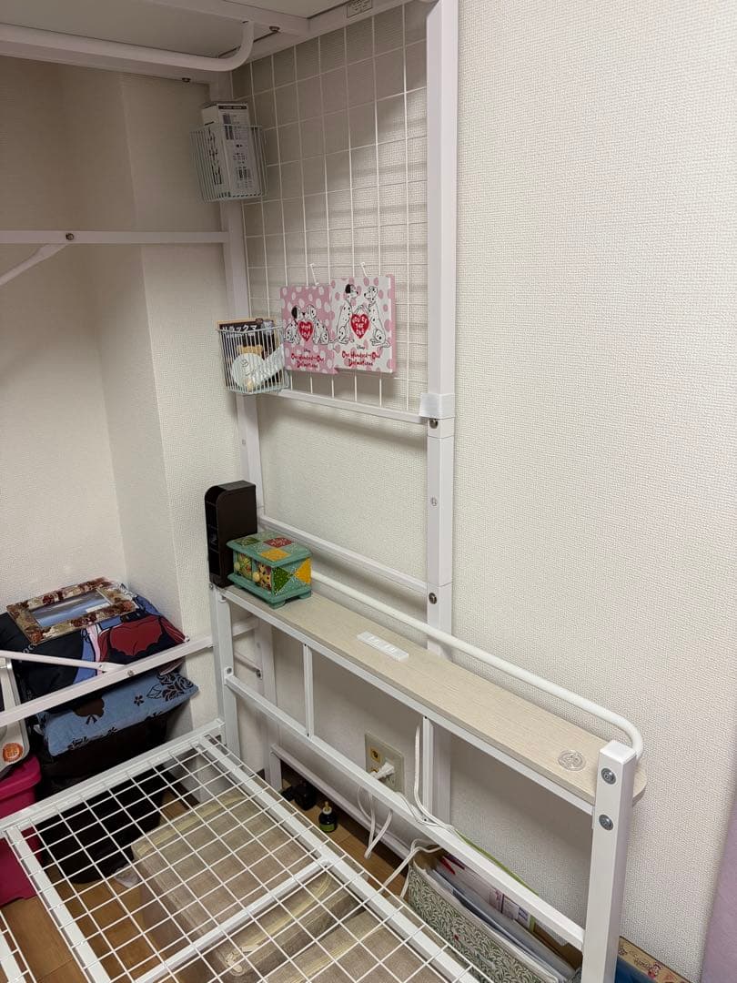 ニトリ　ハンガーシェルフ　ホワイト　シングル　パイプベッド　バジーナ