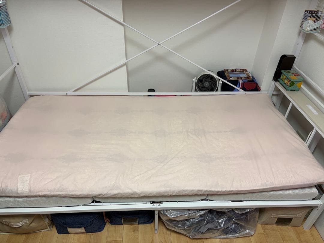 ニトリ　ハンガーシェルフ　ホワイト　シングル　パイプベッド　バジーナ