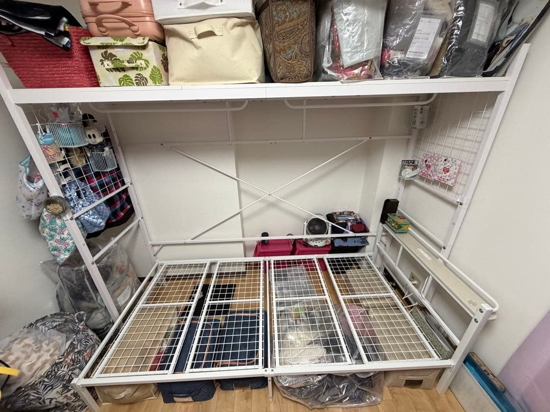 ニトリ　ハンガーシェルフ　ホワイト　シングル　パイプベッド　バジーナ