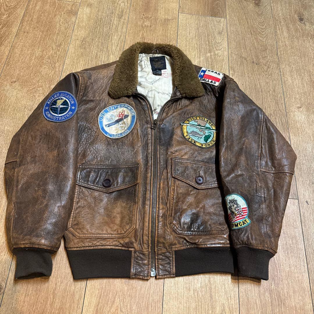 ト*ン様 TYPE G-1 レザーフライトジャケット BRONCO MFG ワッ