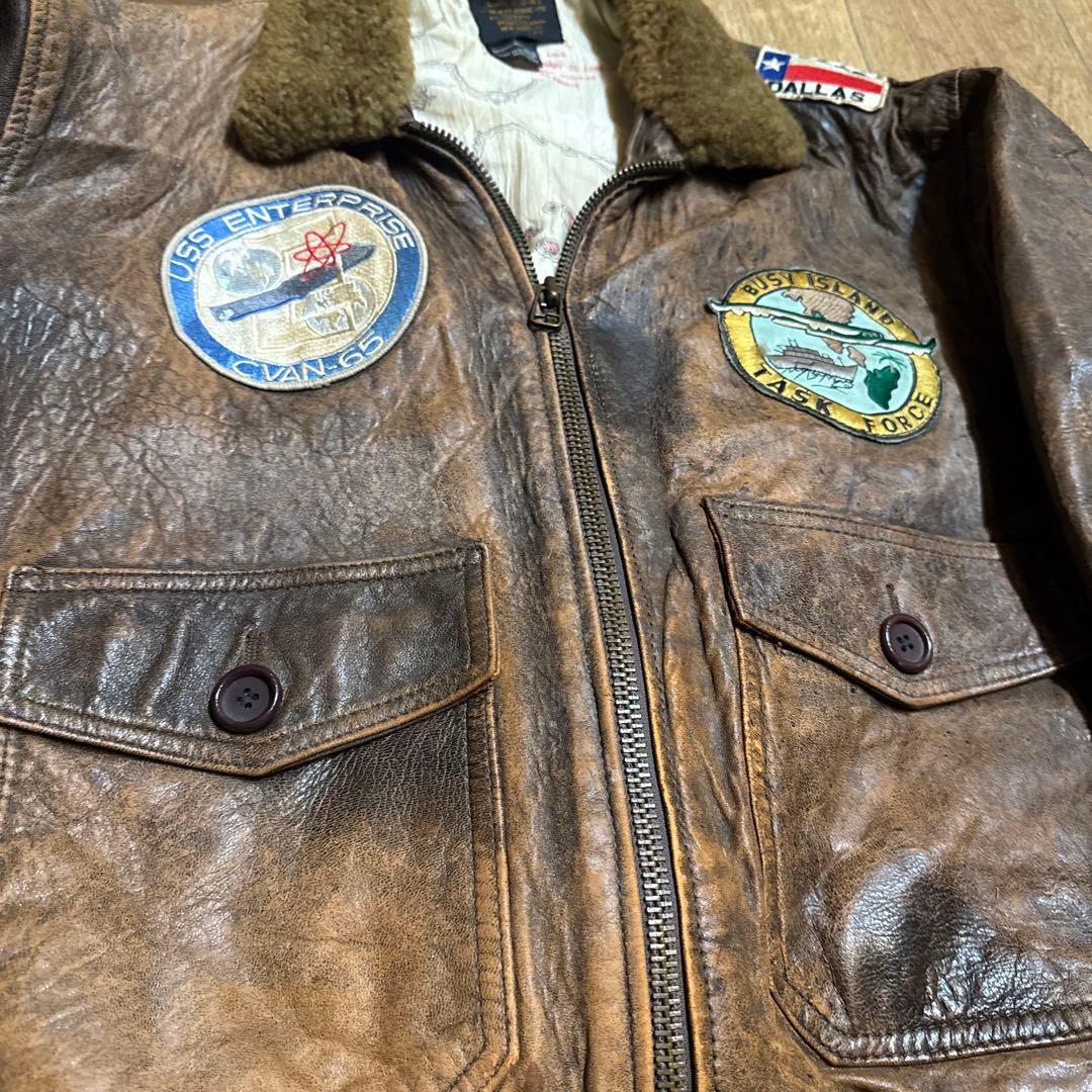 ト*ン様 TYPE G-1 レザーフライトジャケット BRONCO MFG ワッ