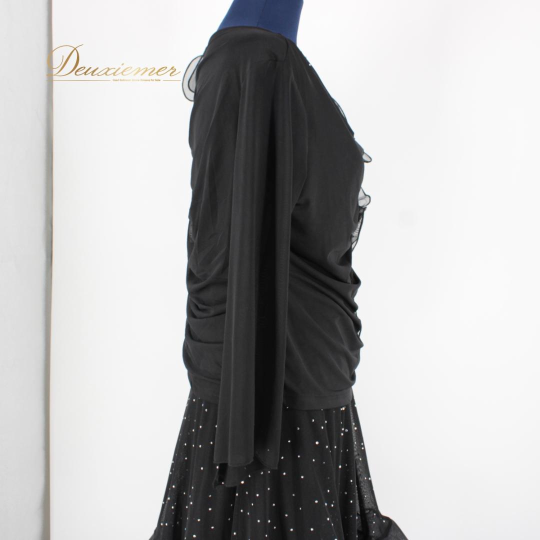 【美品 社交ダンス衣装】上下セット ICHIOKU 黒 ブラック ラインストーン