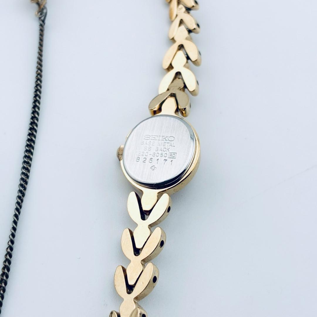 【電池交換済】SEIKO　腕時計　8pダイヤ　ゴールド　クォーツ