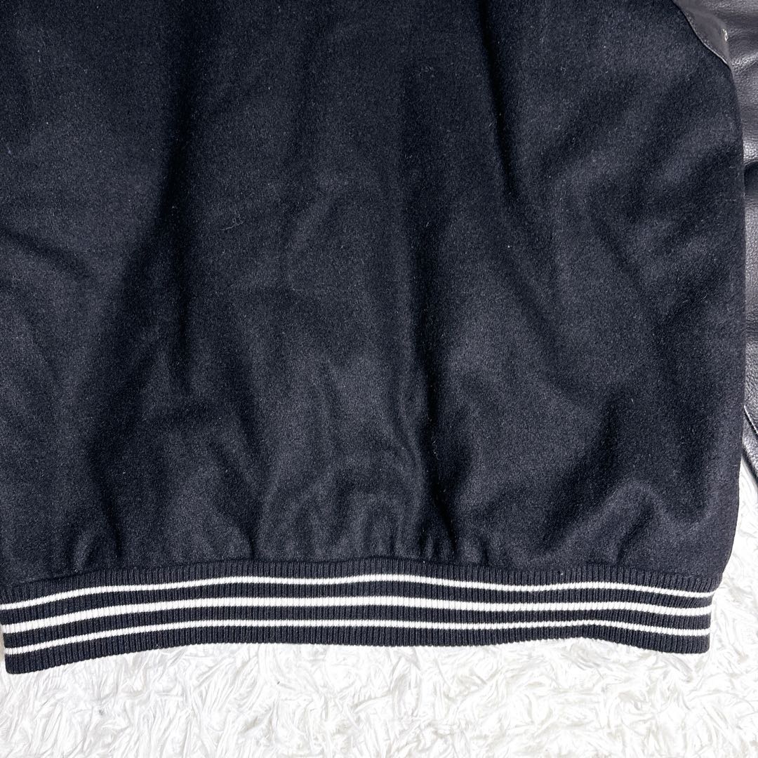 希少 00s PRODUCT 袖レザー スタジャン 刺繍 L ブラック レア