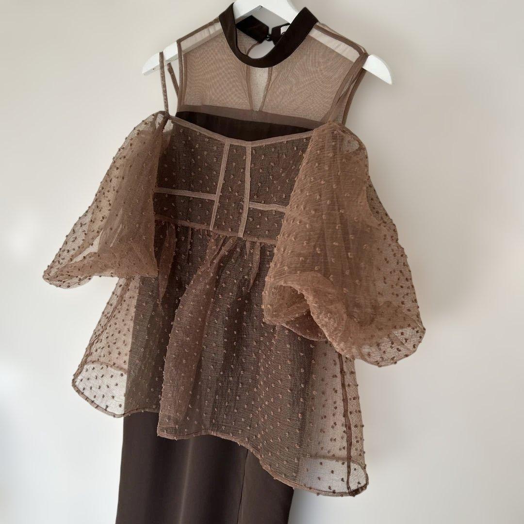 【LEJA】レースドットビスチェセットアップIラインワンピースドレス 結婚式