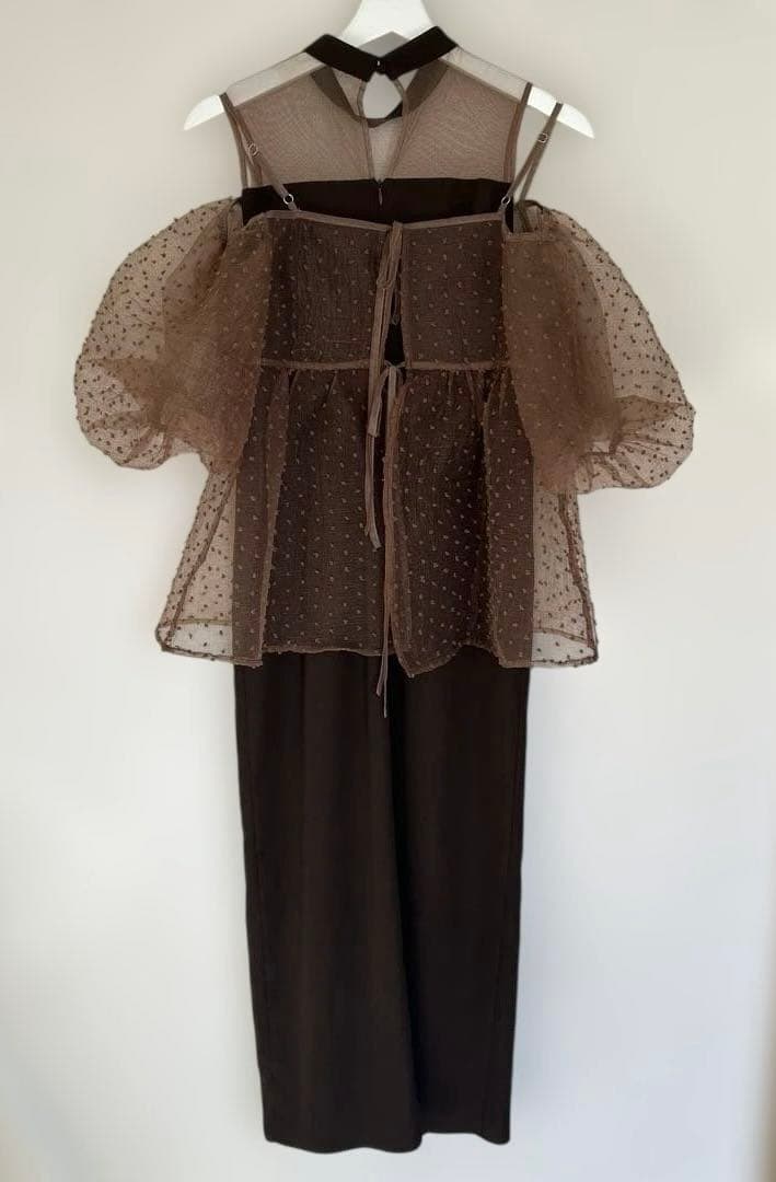 【LEJA】レースドットビスチェセットアップIラインワンピースドレス 結婚式