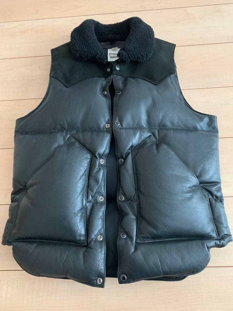 ロッキーマウンテン オールレザーダウンベスト36美品