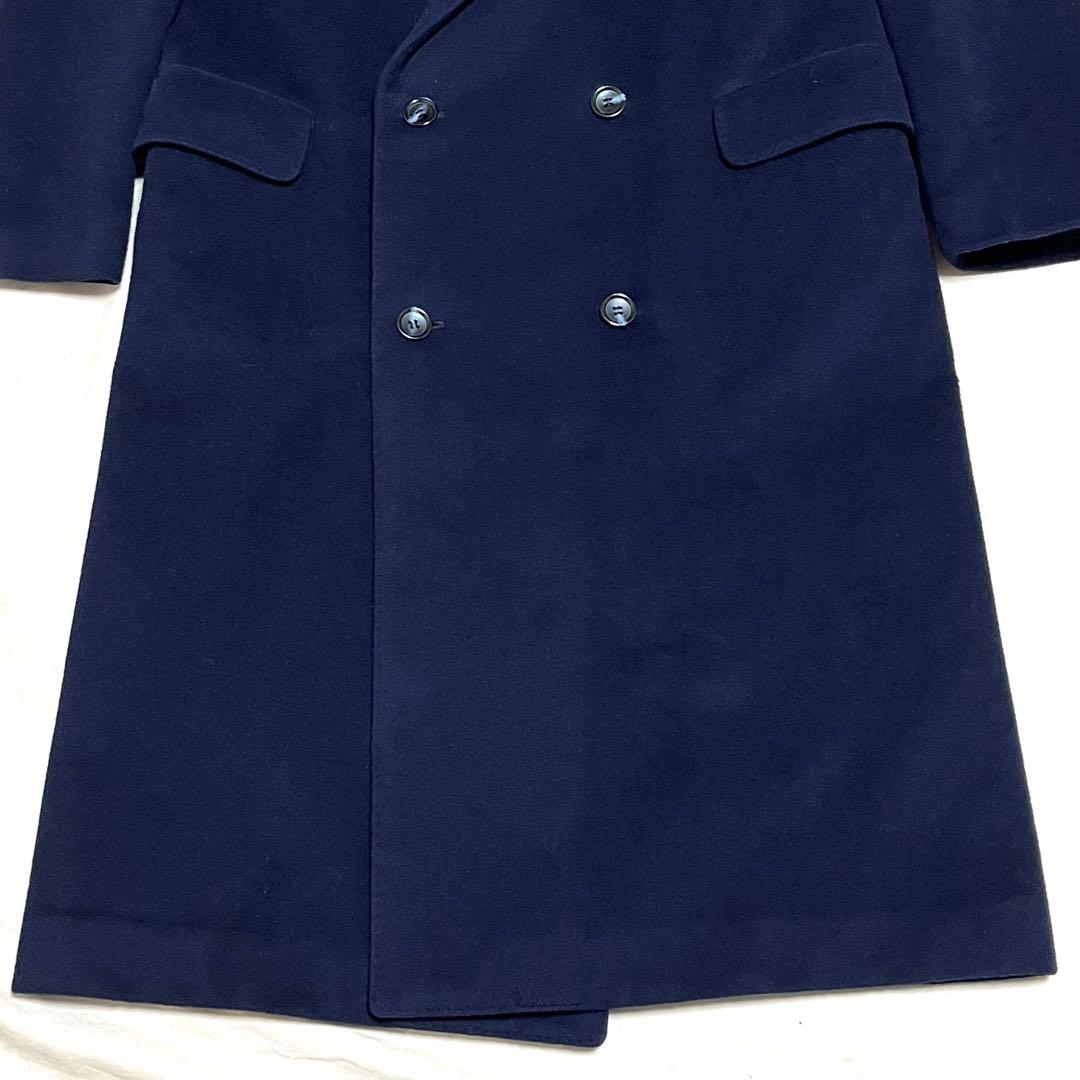 メンズステージ　ダブルチェスターコート　カシミヤ　マキシ丈　紺　美品　L程