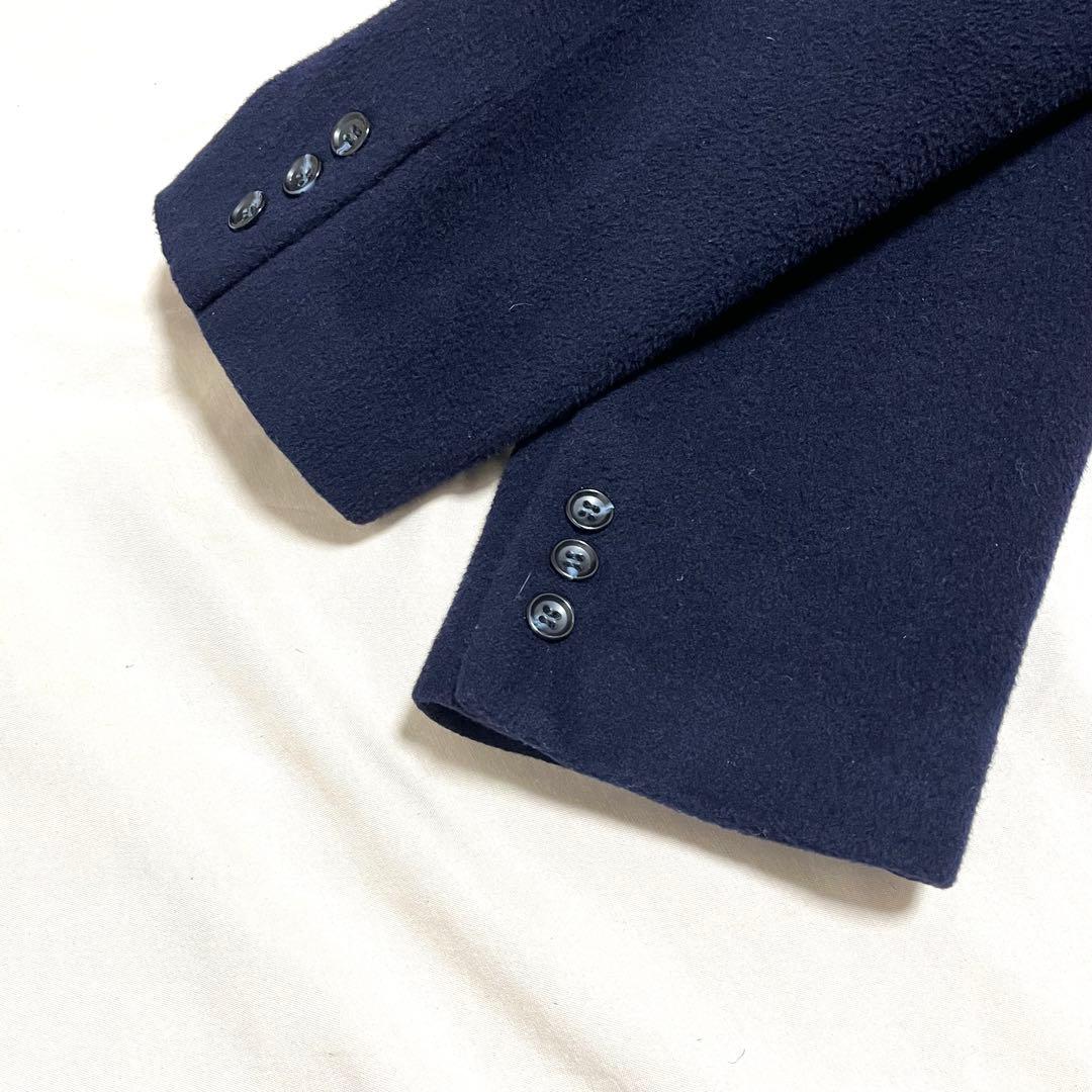 メンズステージ　ダブルチェスターコート　カシミヤ　マキシ丈　紺　美品　L程