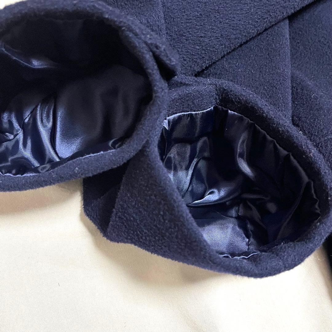 メンズステージ　ダブルチェスターコート　カシミヤ　マキシ丈　紺　美品　L程
