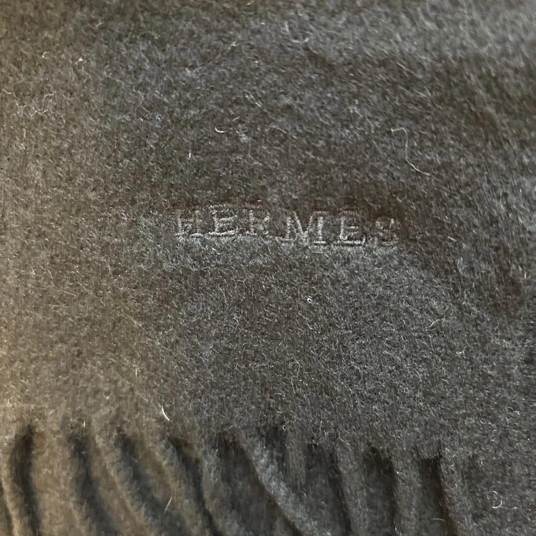 【エルメス】　カシミヤ黒マフラー