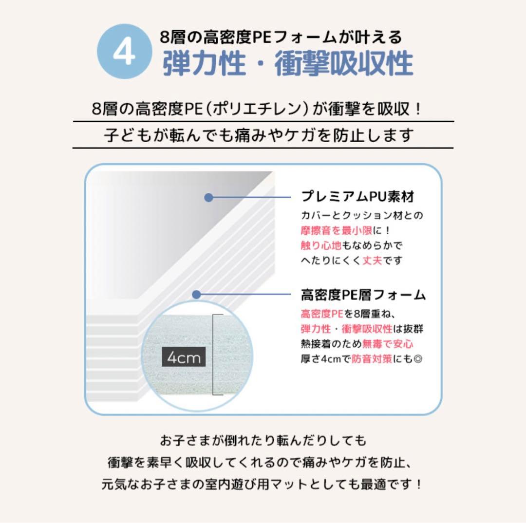 carazプレイマット　120×160×4cm ホワイト×グレー