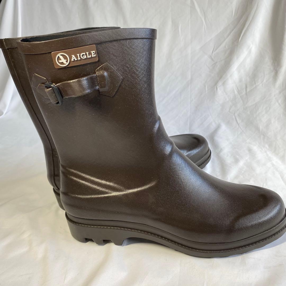 美品✨AIGLE エーグル メンズレインブーツ 長靴 ブラウン 茶 サイズ44