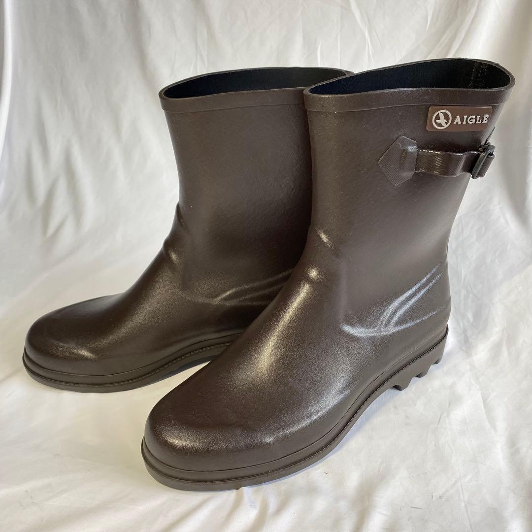 美品✨AIGLE エーグル メンズレインブーツ 長靴 ブラウン 茶 サイズ44