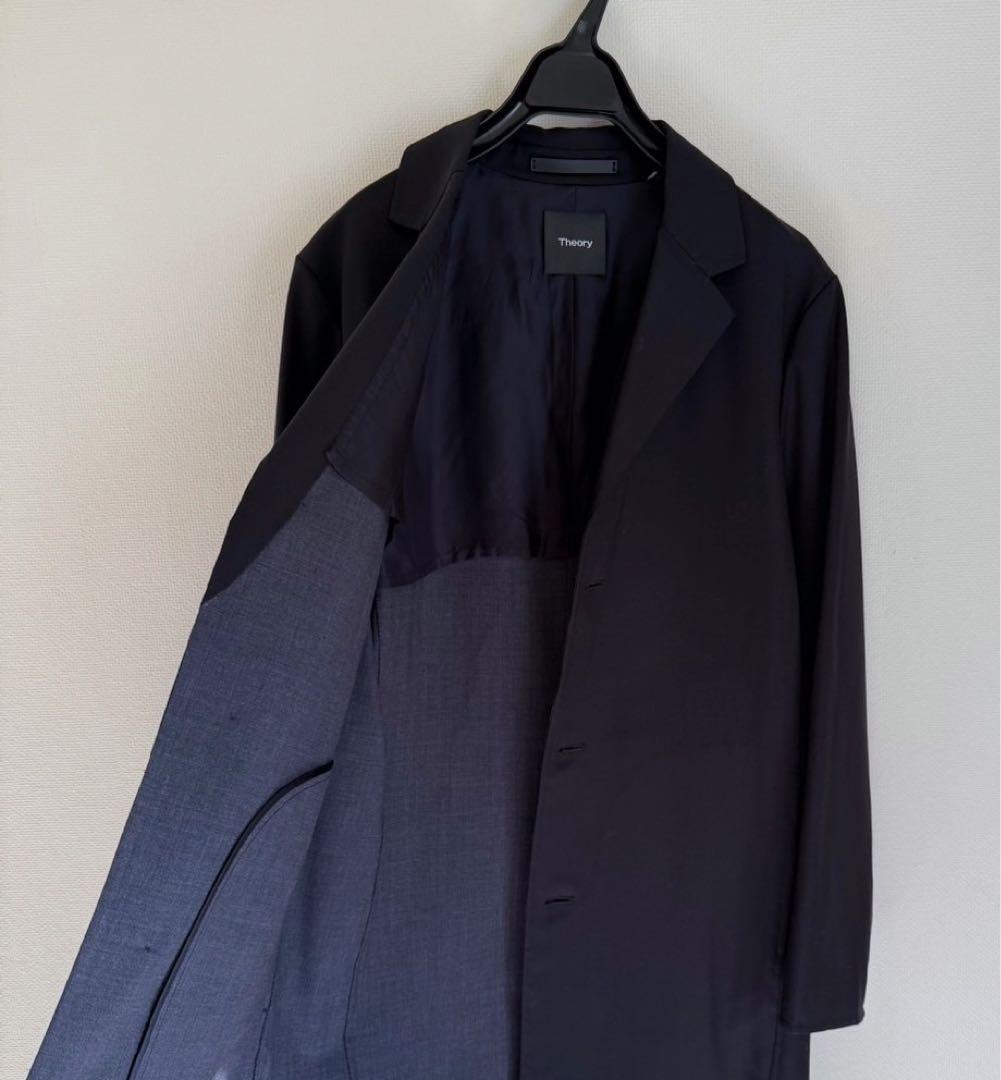極美品　Theory 現行タグ　メンズ　ウールコート　ネイビーM 定価約10万円