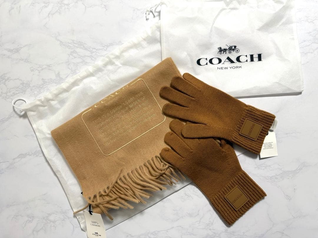COACH カシミヤ マフラー 手袋 セット