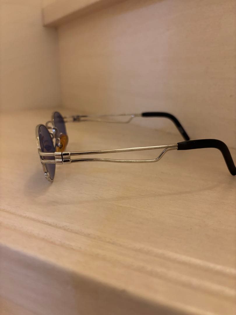 シルバーオーバル型ブルーレンズサングラスジャンポールゴルチェ56-3173