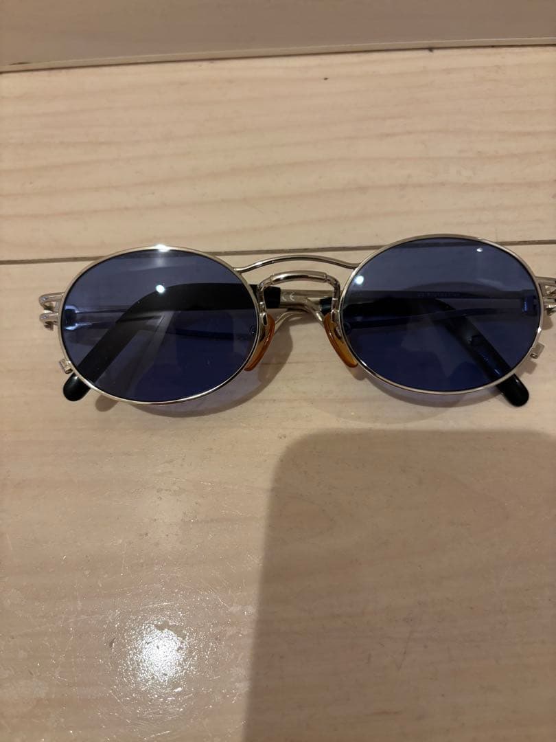 シルバーオーバル型ブルーレンズサングラスジャンポールゴルチェ56-3173