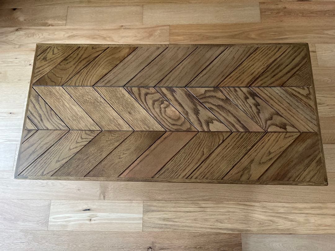 【クラッシュゲート】ギネス センターテーブル 90cm ヘリンボーン天板