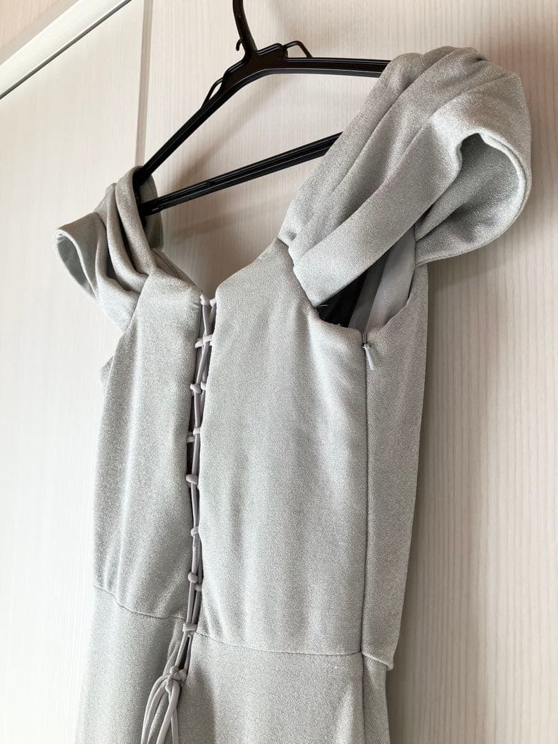 【美品】ジャンマクレーン ロングドレス シルバー Sサイズ