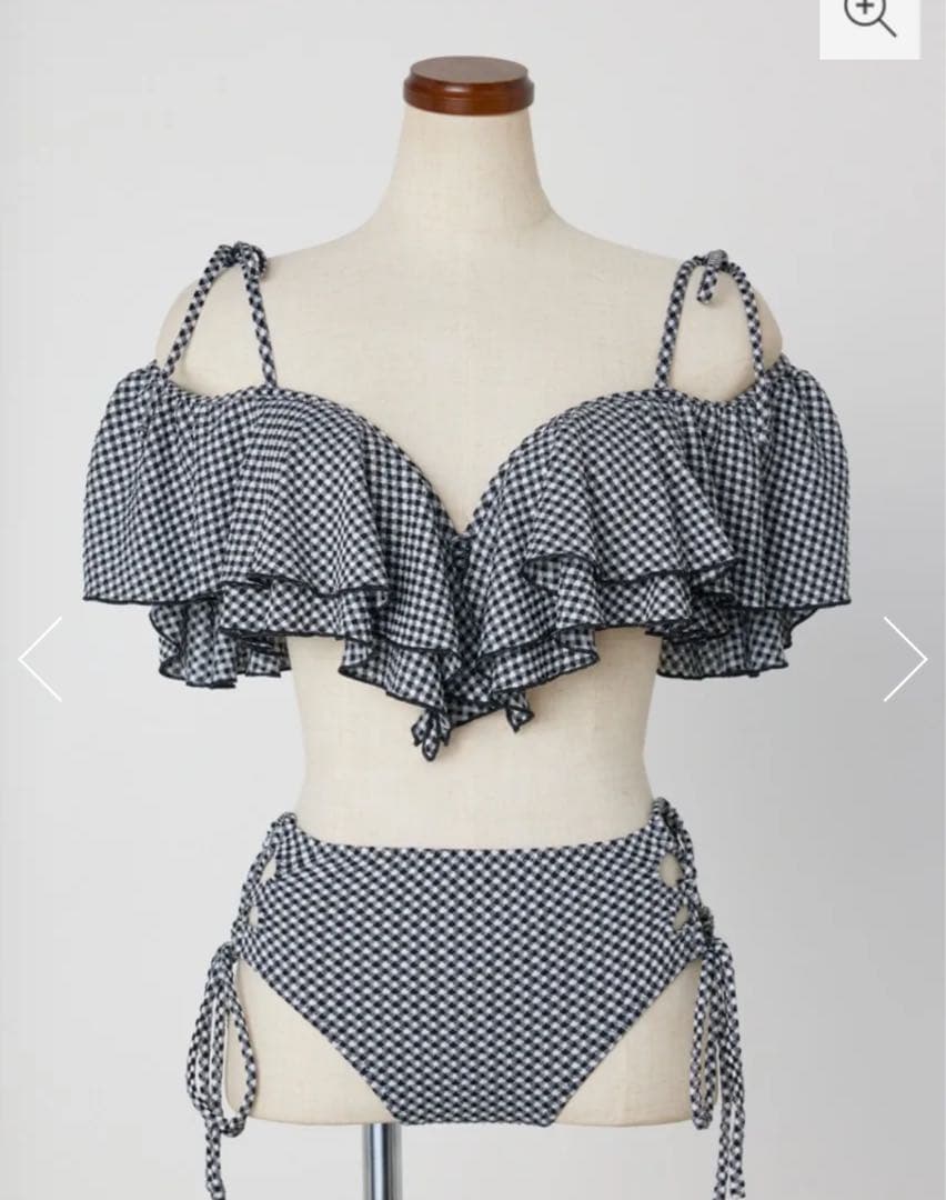 rienda フリル付きチェック柄セパレート水着