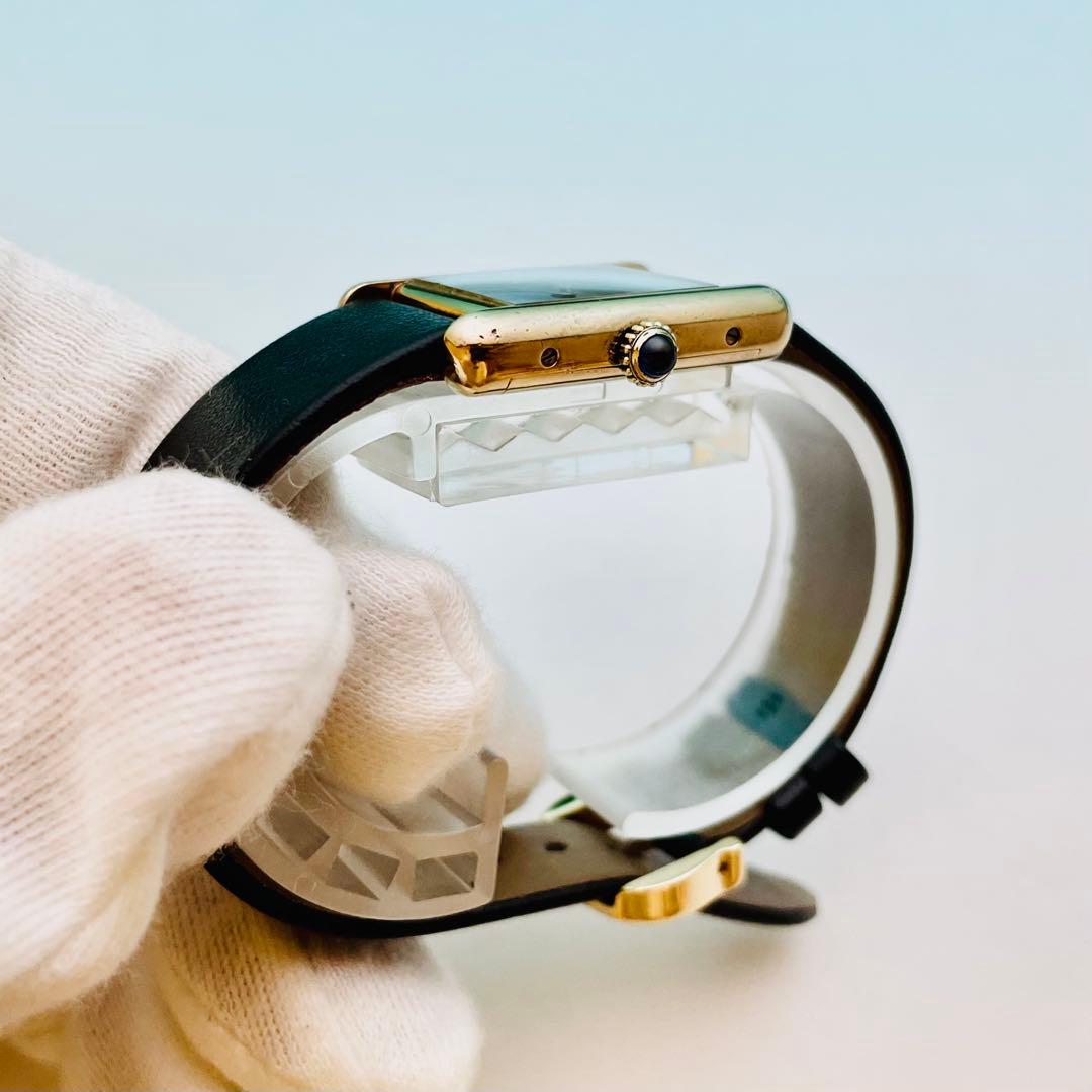 【極上／精度調整済】カルティエ マストタンク SM 手巻 ヴェルメイユ 黒文字盤