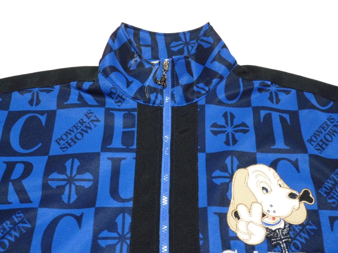 ガルフィー　GALFY　ジャージ　セットアップ　総柄　光沢　青＆黒　フリーサイズ