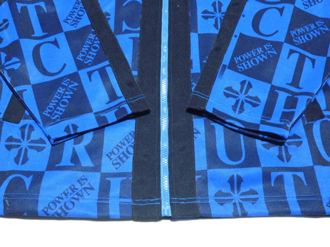 ガルフィー　GALFY　ジャージ　セットアップ　総柄　光沢　青＆黒　フリーサイズ