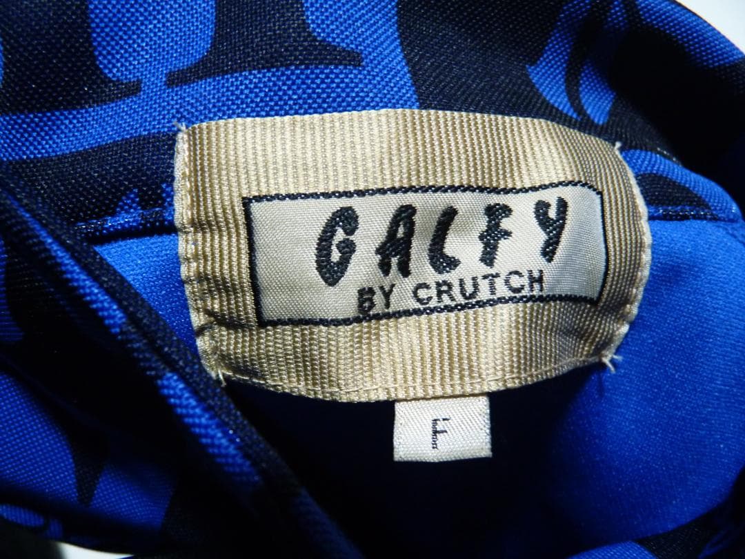 ガルフィー　GALFY　ジャージ　セットアップ　総柄　光沢　青＆黒　フリーサイズ