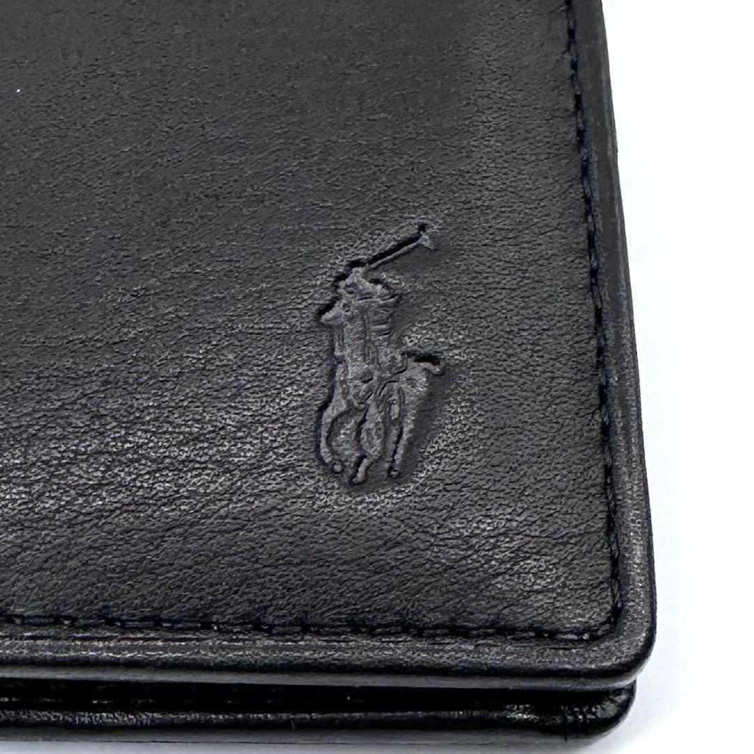 未使用✨ポロ ラルフローレン ２つ折り財布 牛革 ソフトレザー スリム ブラック