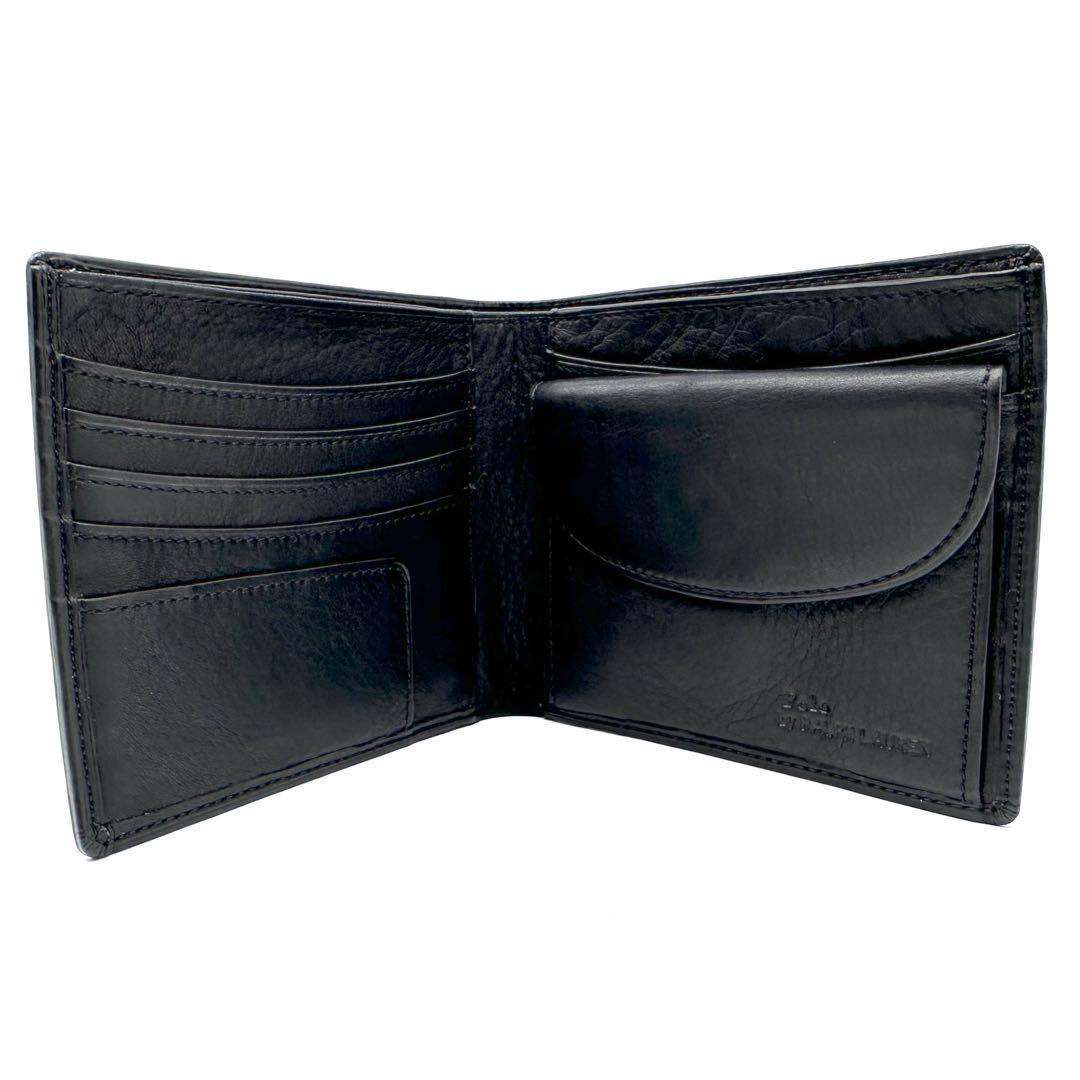 未使用✨ポロ ラルフローレン ２つ折り財布 牛革 ソフトレザー スリム ブラック