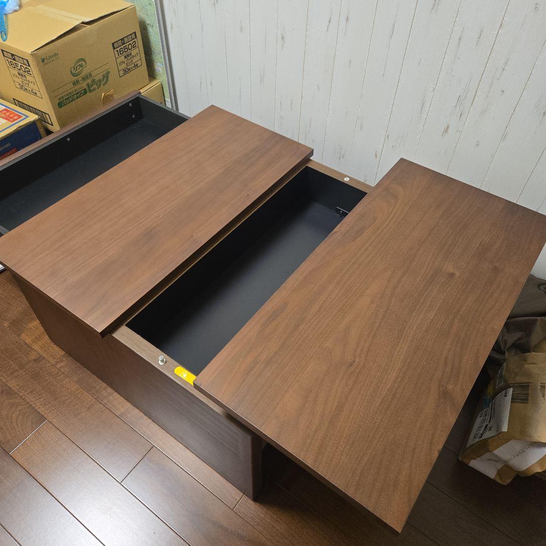 Living House PU-mini Brown ローテーブル 引き出し