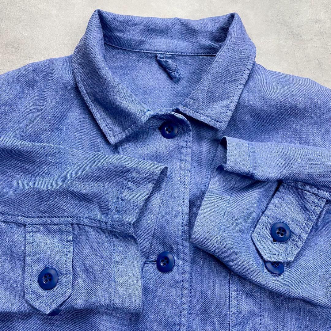 美品 フレームワーク 　カバーオール フレンチリネン　リネンジャケット　ブルー