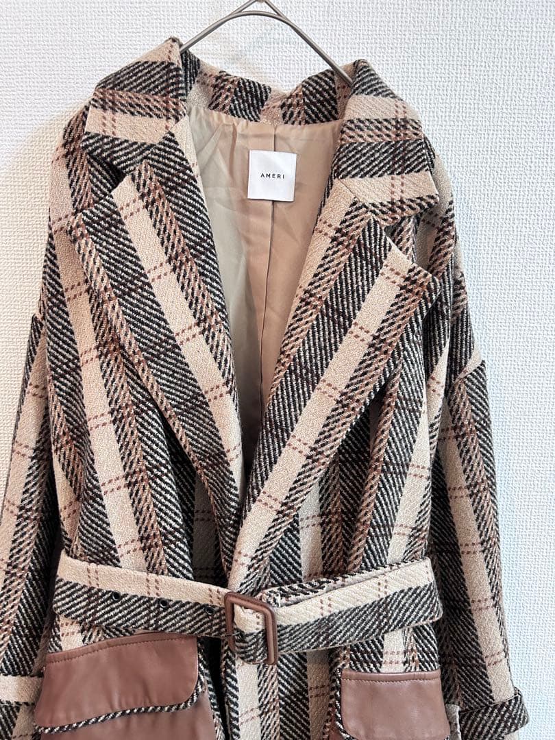 【美品】アメリヴィンテージPOCKETLEATHERCOATブラウンフリーサイズ