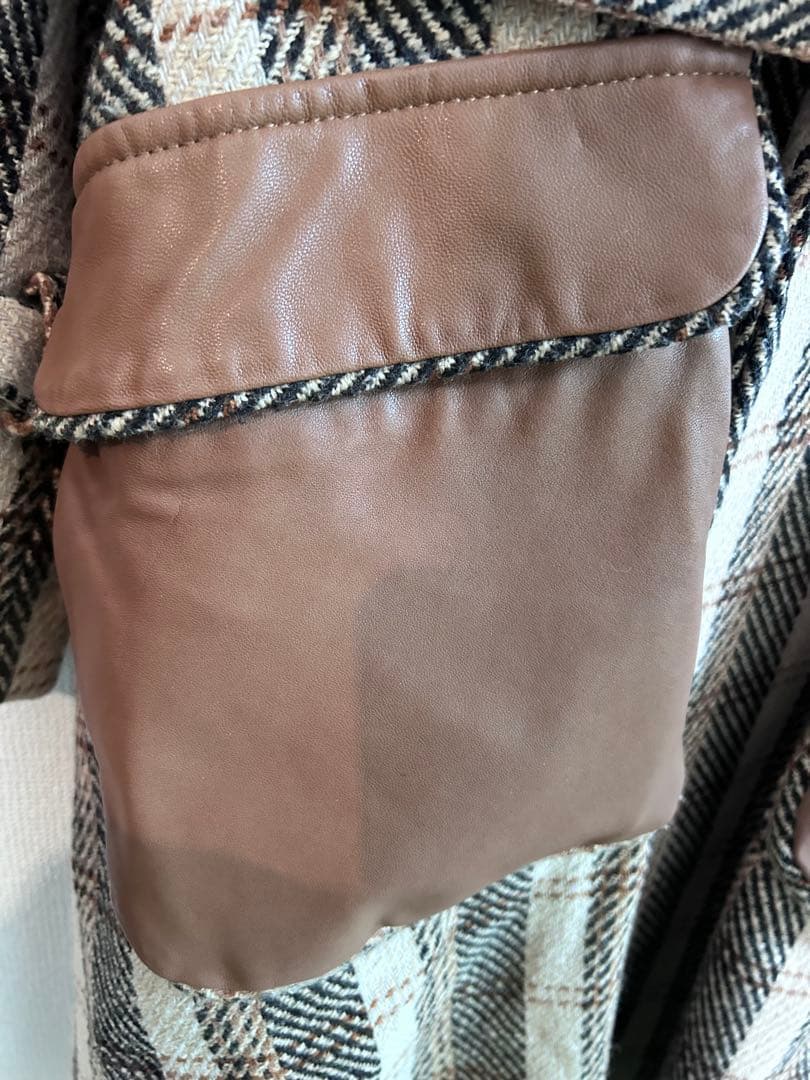 【美品】アメリヴィンテージPOCKETLEATHERCOATブラウンフリーサイズ