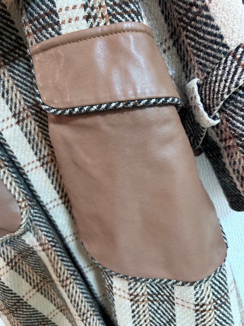 【美品】アメリヴィンテージPOCKETLEATHERCOATブラウンフリーサイズ