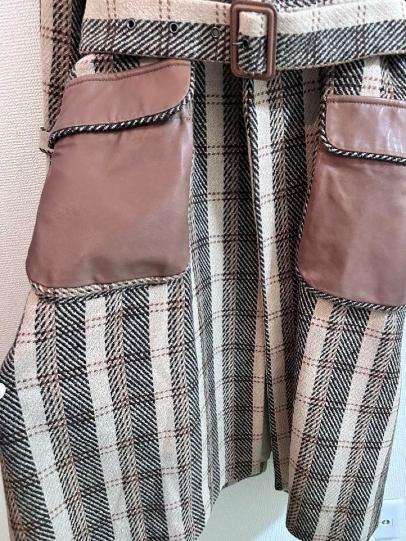 【美品】アメリヴィンテージPOCKETLEATHERCOATブラウンフリーサイズ