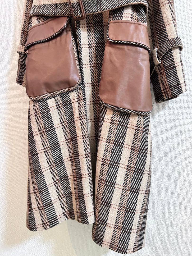 【美品】アメリヴィンテージPOCKETLEATHERCOATブラウンフリーサイズ